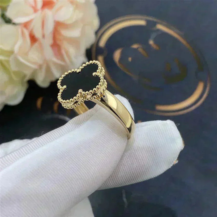 [AURORA]CLOVER ONYX RING