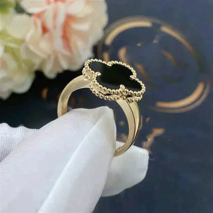[AURORA]CLOVER ONYX RING