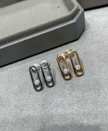 [AURORA]MOVE UNO SMALL 1 DIAMOND EARRINGS